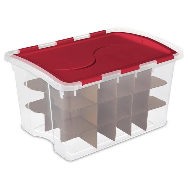 Sterilite 48 qt ClearRed Ornament Storage Box wHinged Lid 1313 in H X 2238 in W X 1588 in D 19096606